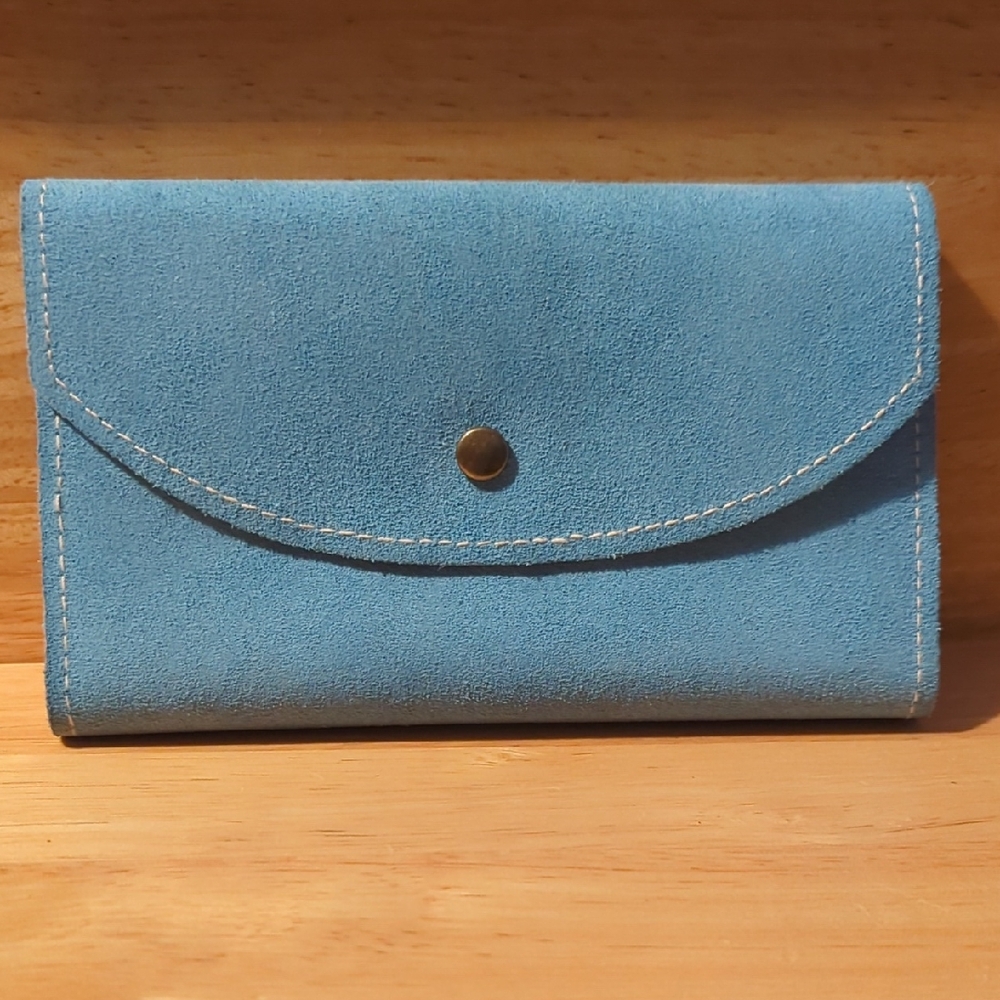 Vintage Blue Suede Women's Checkbook Wallet